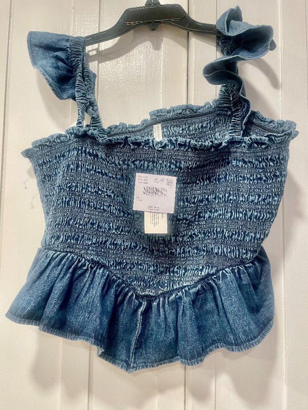 American Eagle Outfitters Cropped Cotton Denim Top Size Large NWT